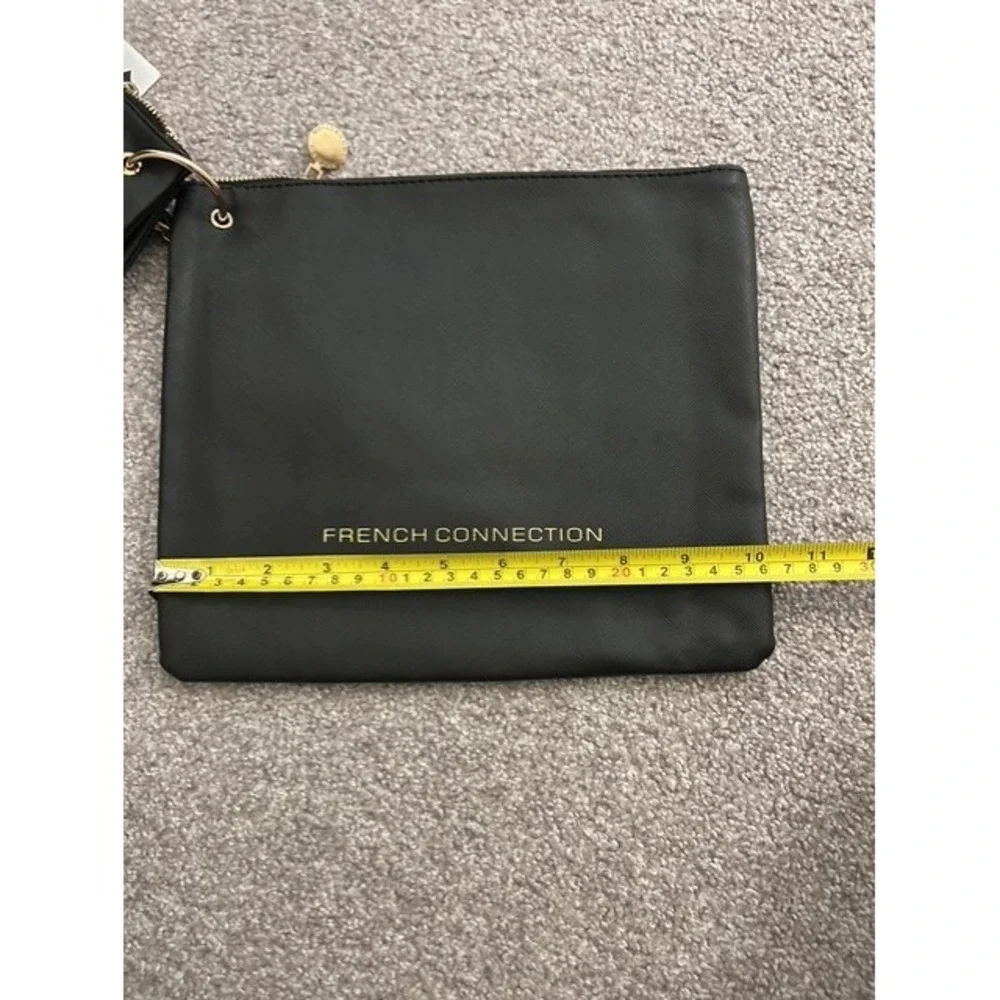 French Connection Luxe Travel Pouches Womens OS Black NEW 3-Pack Saffiano Set